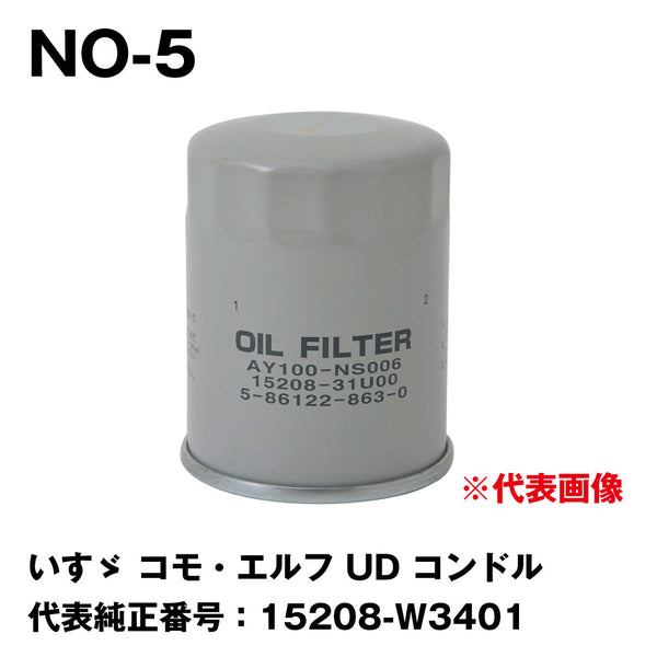 フェスコ(FESCO) オイルフィルター NO-5 いすゞ コモ・エルフ UD コンドル 代表純正番号:15208-W3401